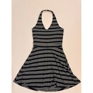 Hollister Women's Halter Striped Dress Blue/White Striped Size M Fit & Flare